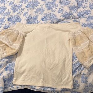 Free People Cream Off-Shoulder Puff Sleeve Top